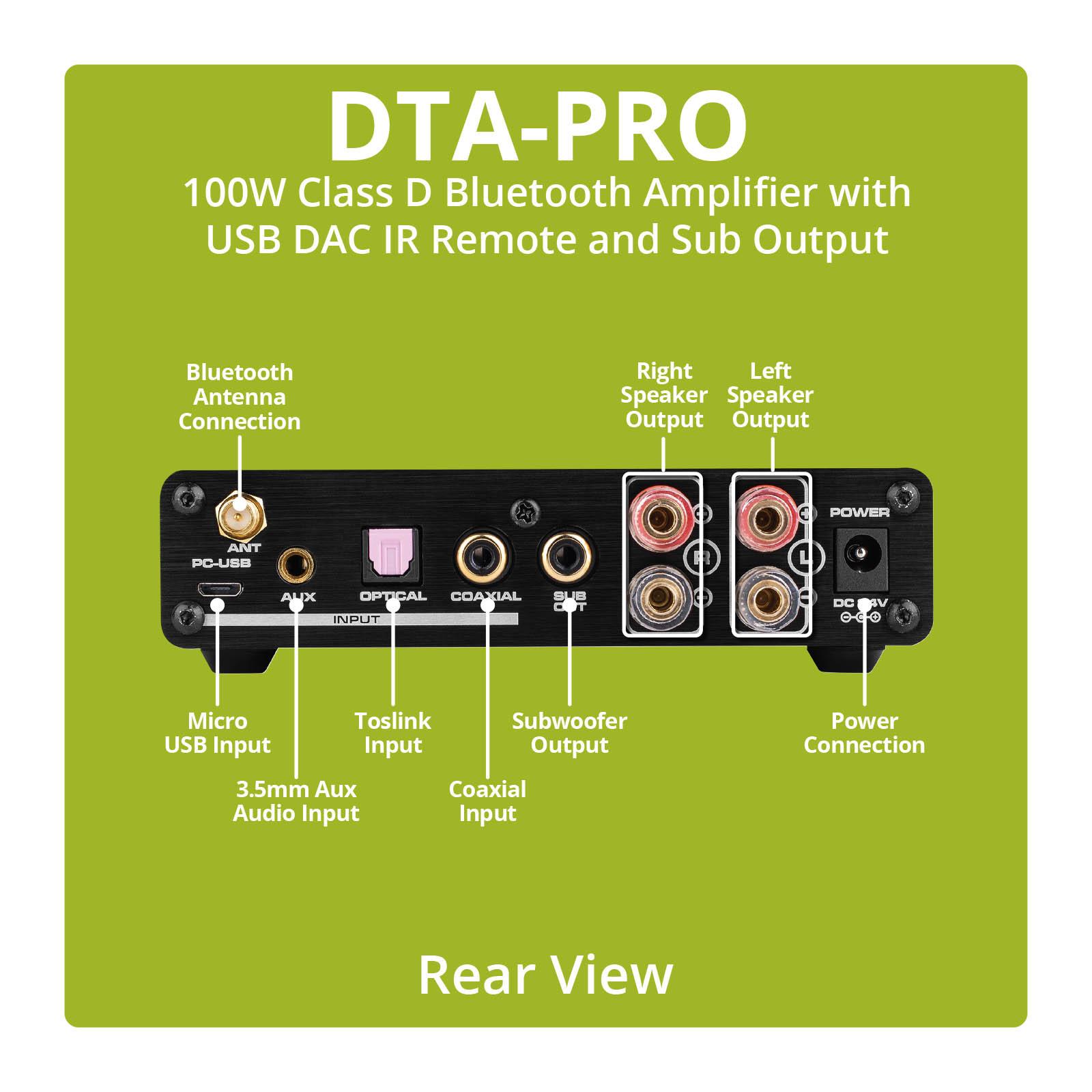 Dayton Audio DTA-PRO 100W Class D Bluetooth Amplifier with USB DAC